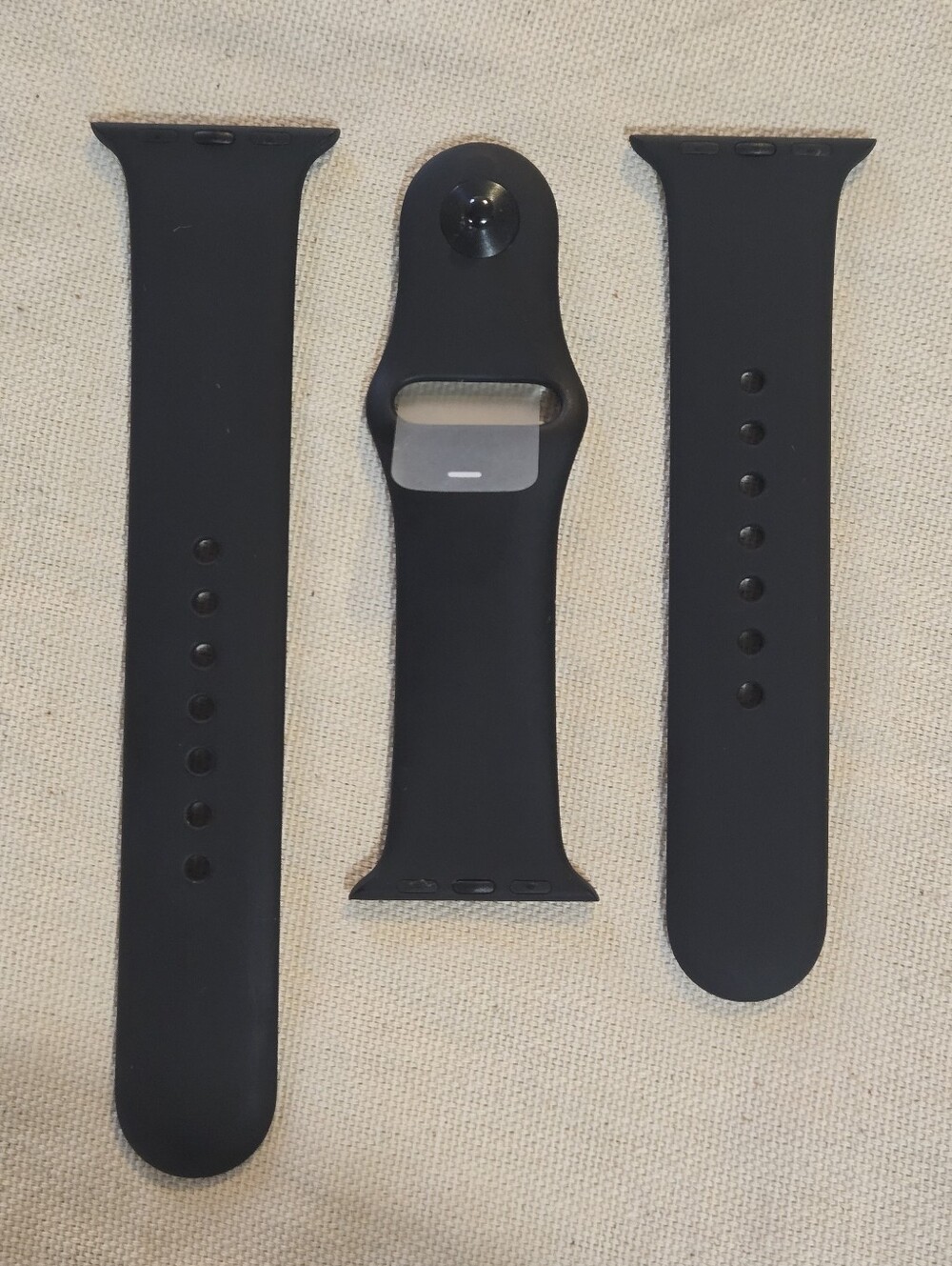 OEM Apple Black Silicone Watch Band Set - Three Straps